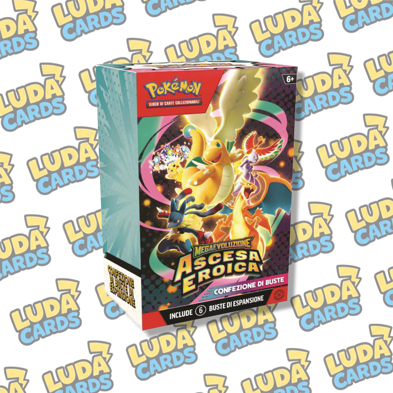 PRE ORDINE - Pokemon Confezione da 6 buste Ascesa Eroica per ampliare la tua raccolta del GCC Pokémon.
