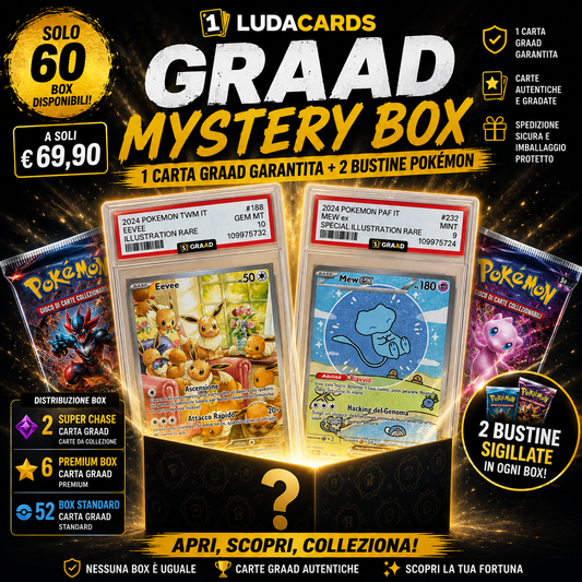 LUDACARDS - 🔥 GRAAD MYSTERY BOX Pokémon | Gradata Garantita + 2 Bustine