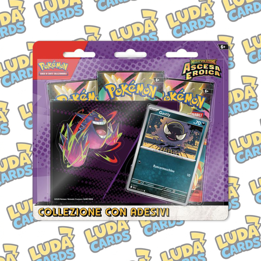 Megaevoluzione Ascesa Eroica Collezione con Adesivi Gastly blister 3 buste (IT)
